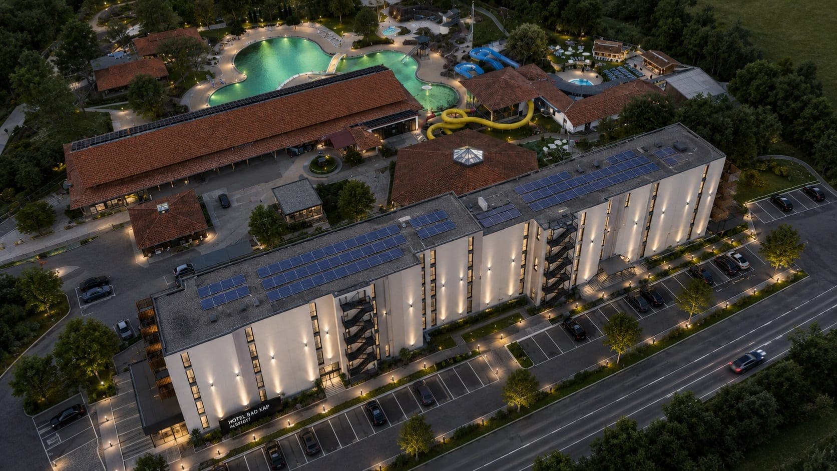 Albstadt Hotel Badkap — Nachtansicht, Visualisierung